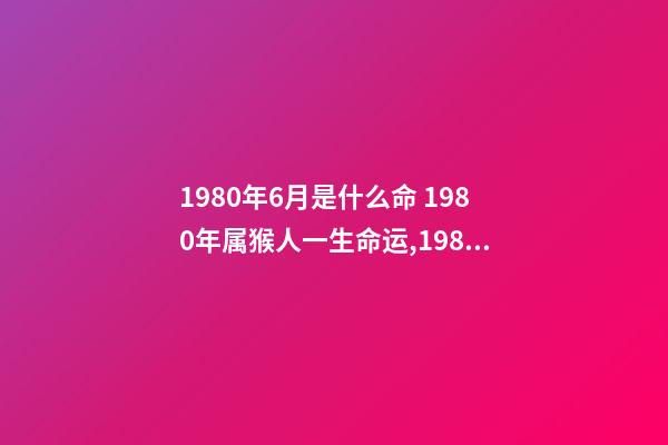 1980年6月是什么命 1980年属猴人一生命运,1980年属猴女的感情命运-第1张-观点-玄机派